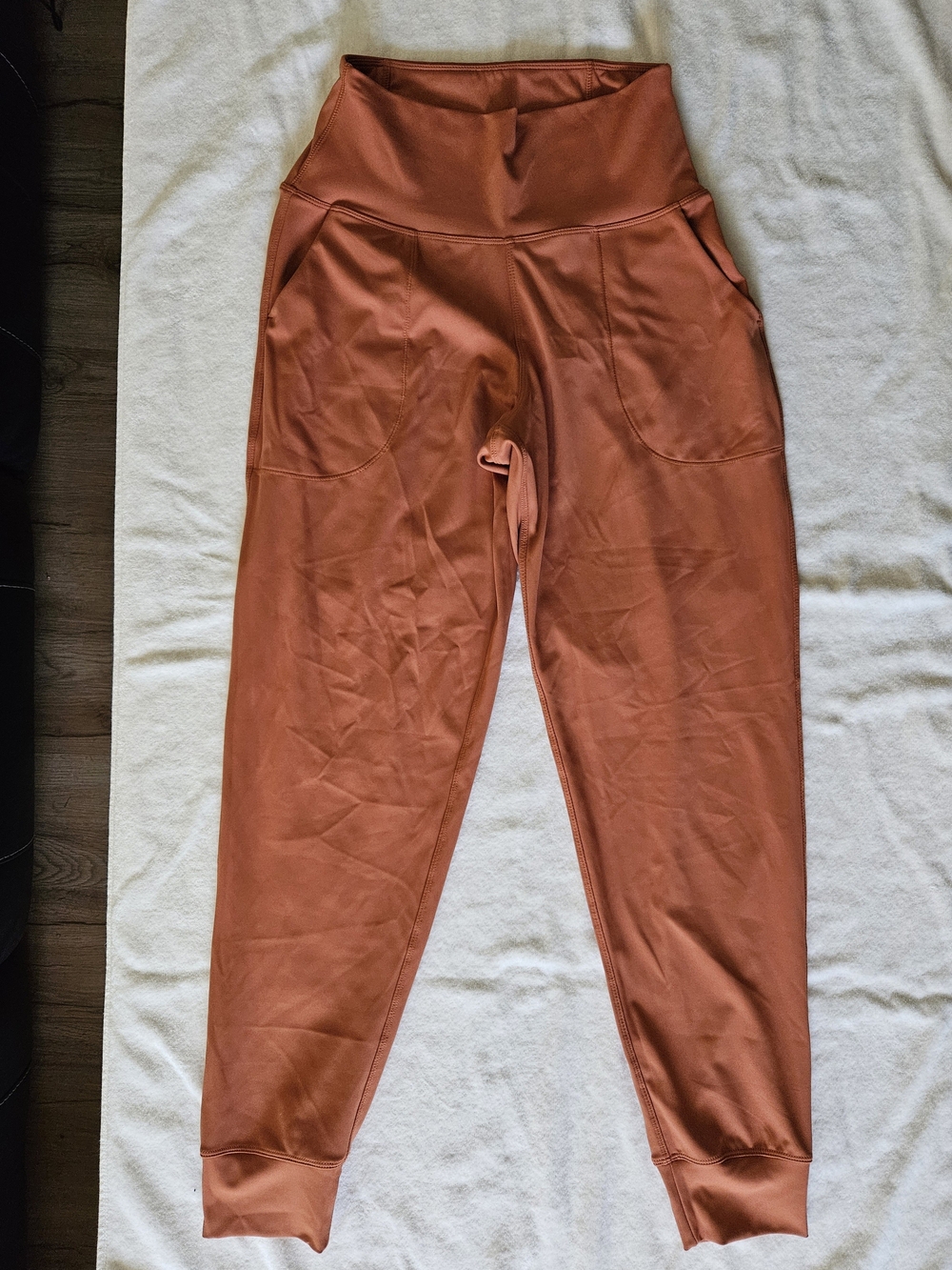 Oalka High Waisted Active Joggers Pockets Burnt Orange S